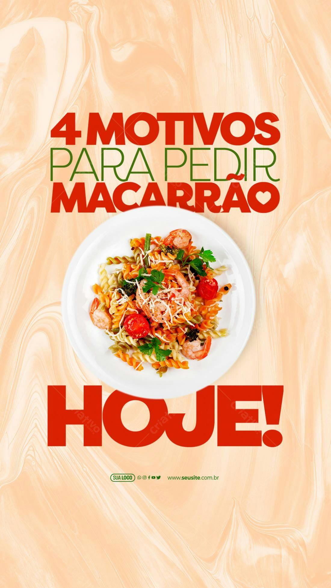 Flyer para Pedido de Macarrão PSD Editável