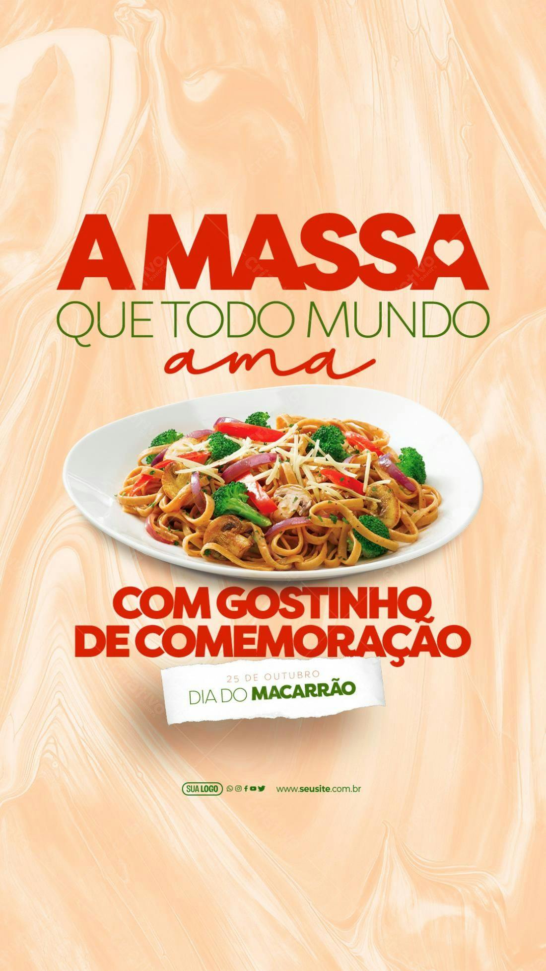 Flyer Dia do Macarrão PSD Editável
