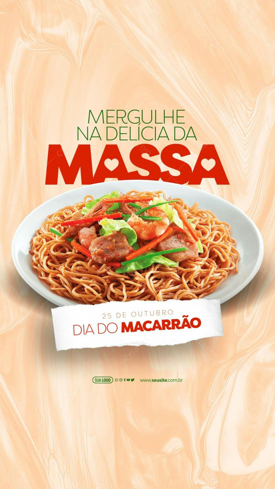 Flyer Dia do Macarrão PSD Editável