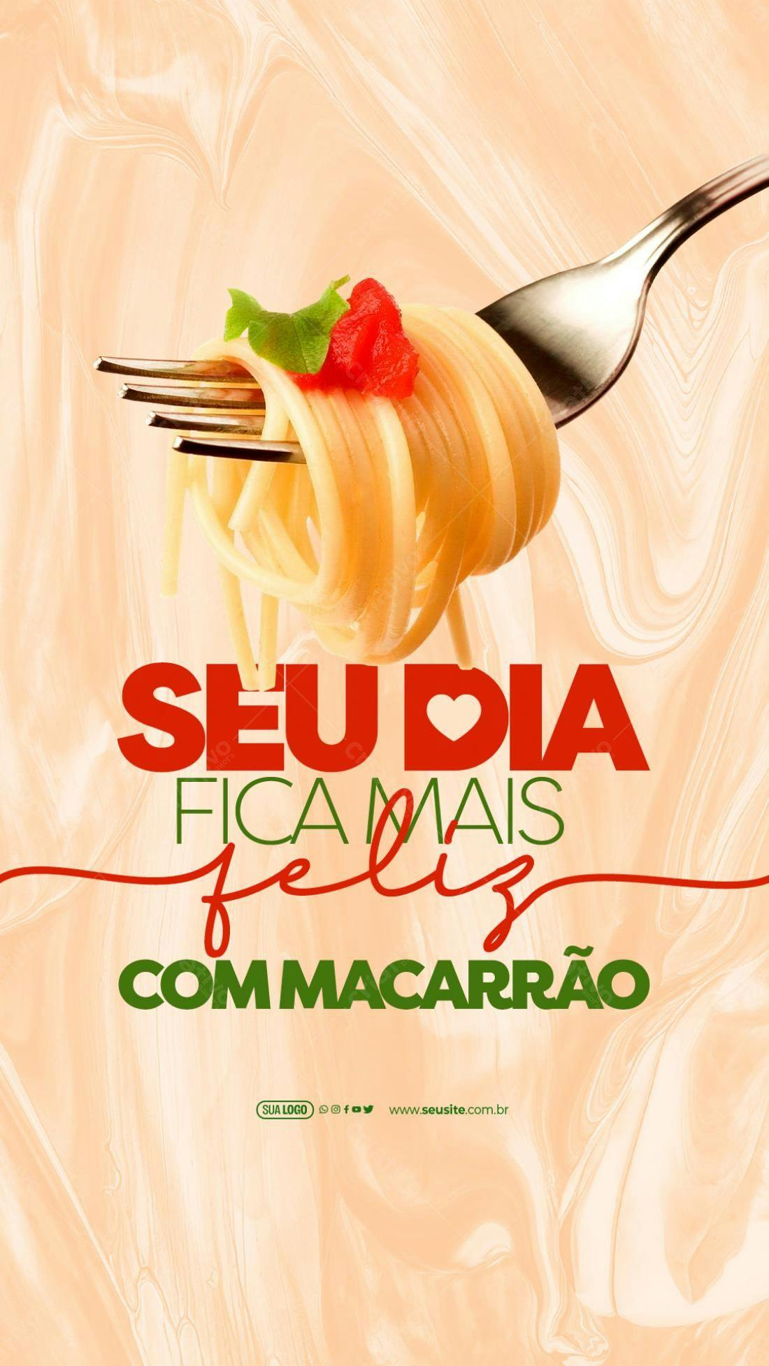 Flyer Dia Feliz com Macarrão PSD Editável