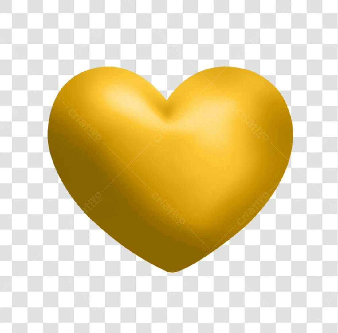 Icone Dia dos Namorados Coração Dourado PNG com fundo transparente
