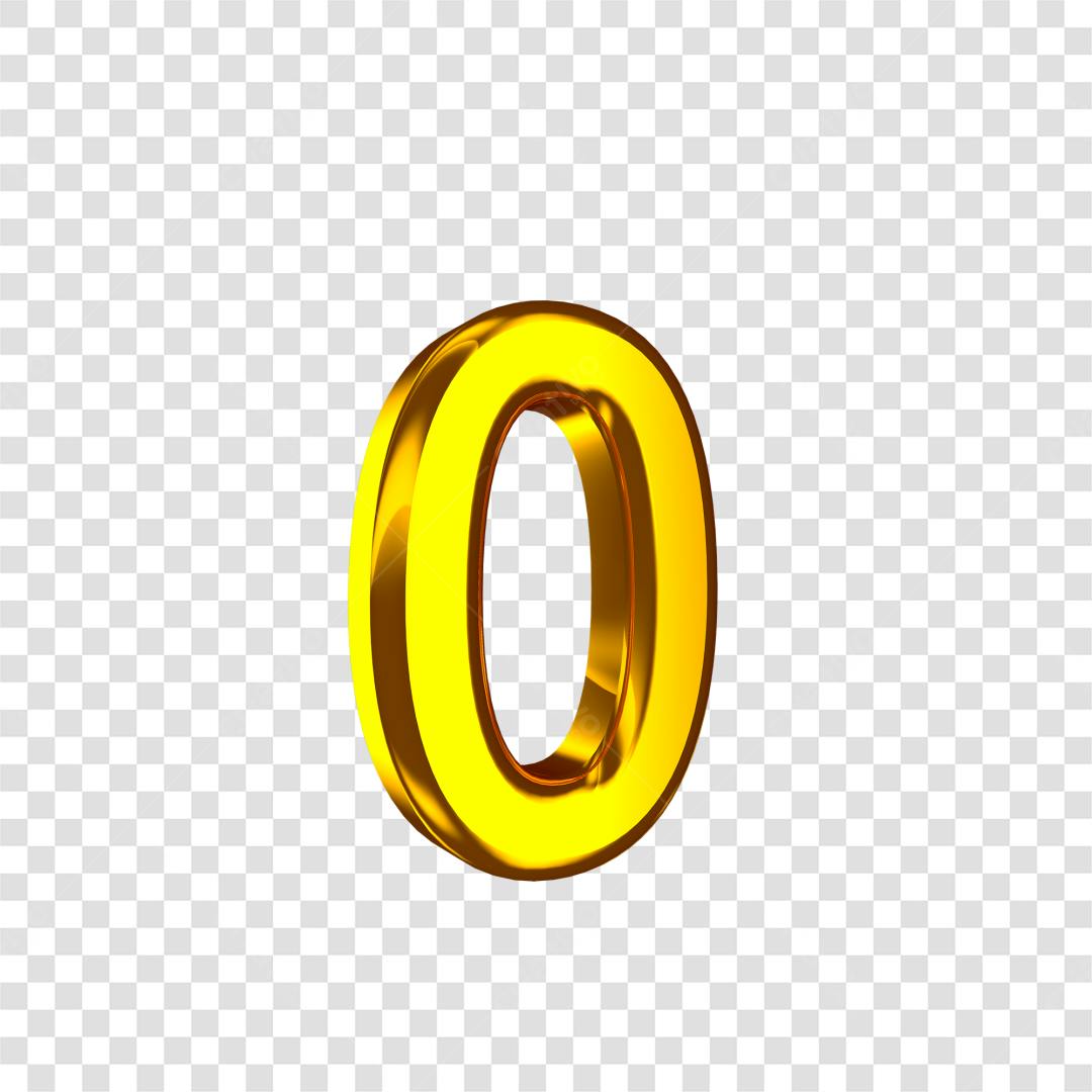Icone Numero Zero Dourado PNG com fundo transparente