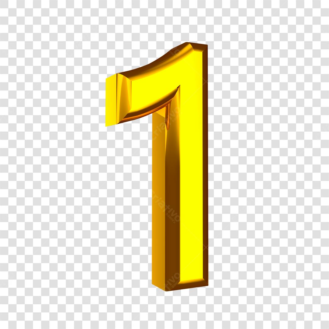 Icone Numero 1 dourado PNG com fundo transparente