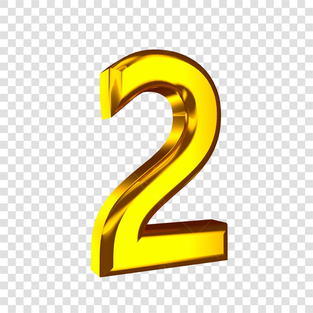 Icone Numero 2 Dourado PNG com fundo transparente
