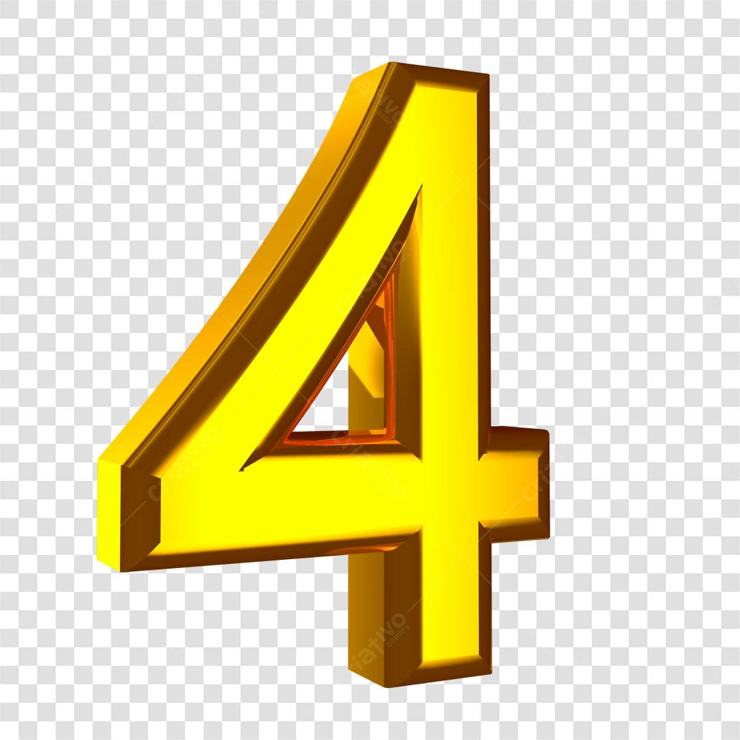 Icone Numero 4 dourado PNG com fundo transparente