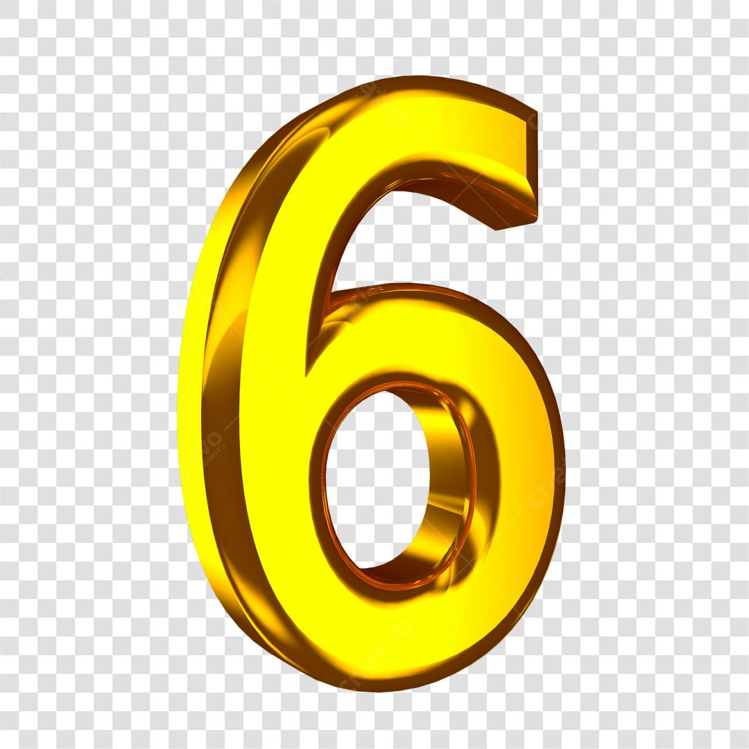Icone Numero 6 Dourado PNG com fundo transparente