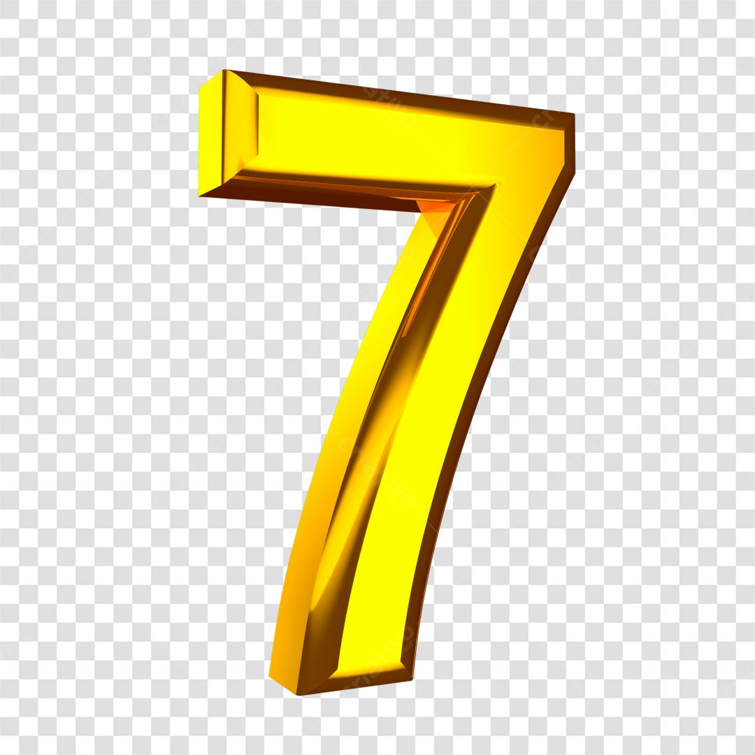 Icone Numero Sete Dourado PNG com fundo transparente