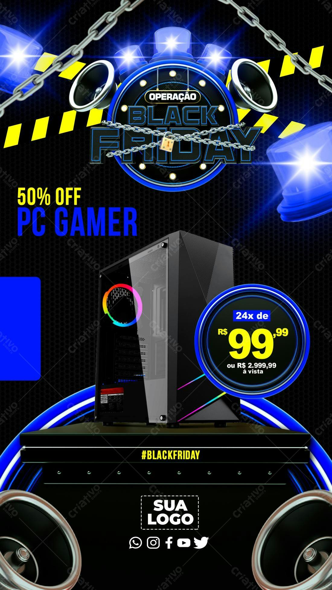 Flyer Black Friday PC Gamer PSD Editável