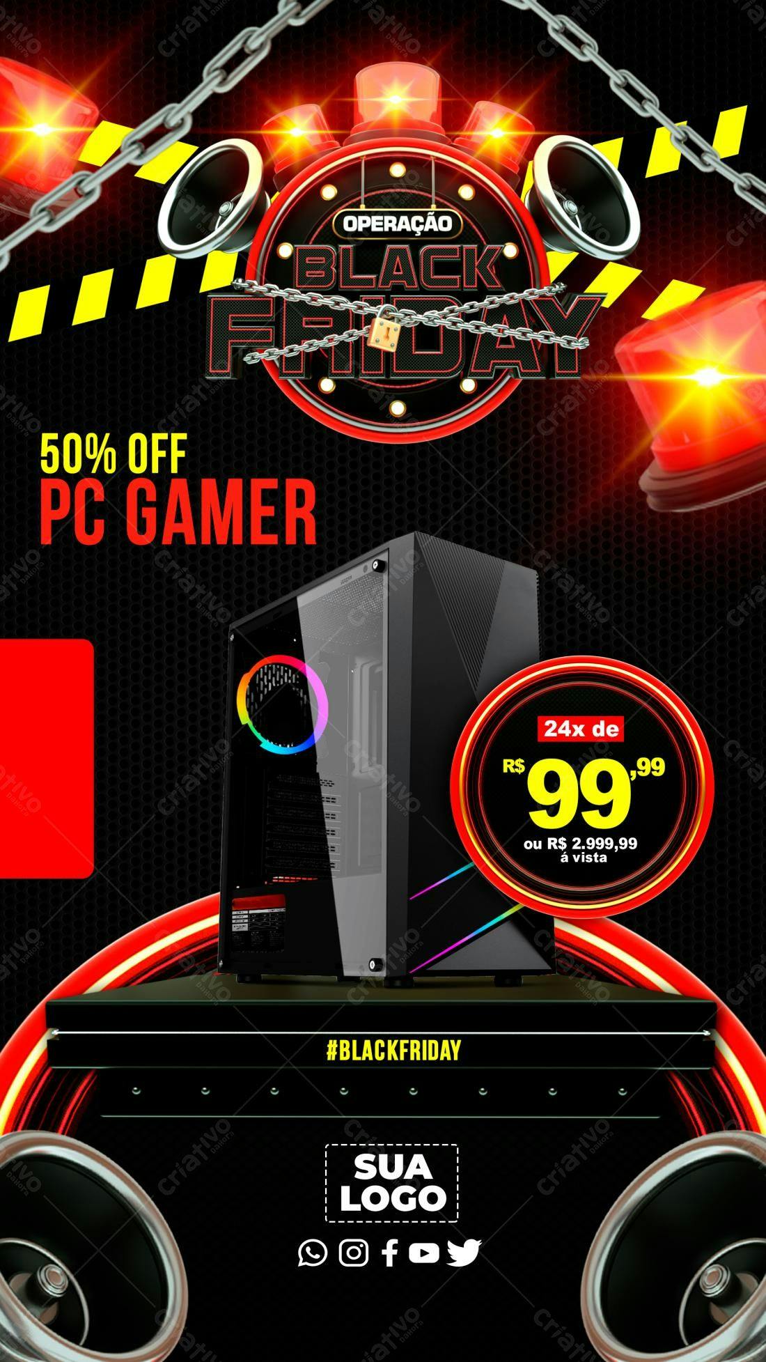 Flyer Black Friday PC Gamer PSD Editável