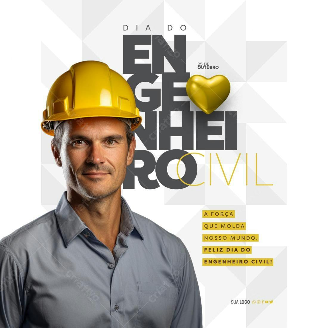 Flyer Dia do Engenheiro Civil PSD Editável