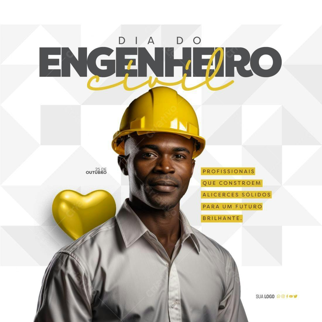 Flyer Dia do Engenheiro Civil PSD Editável