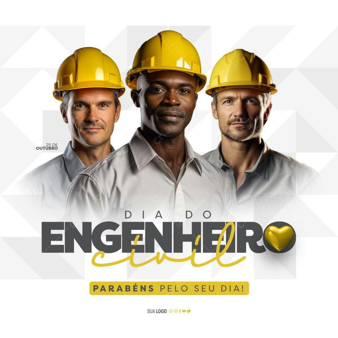 Flyer Dia do Engenheiro Civil PSD Editável