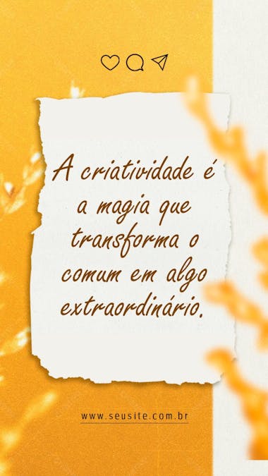 Stories a criatividade transforma o comum em extraordinário frase social media psd editável