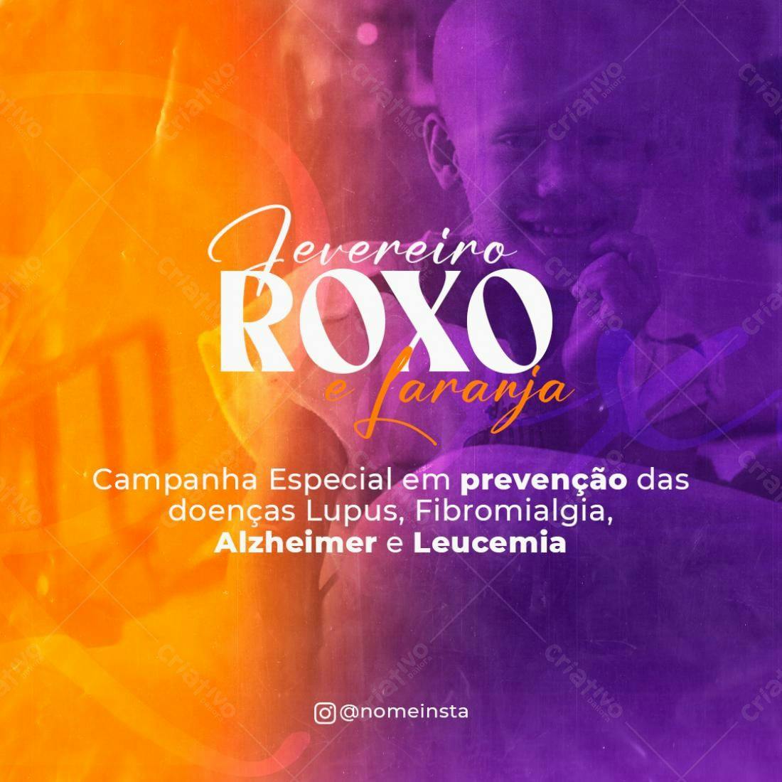 Post para Campanha Setembro Roxo e Laranja PSD Editável