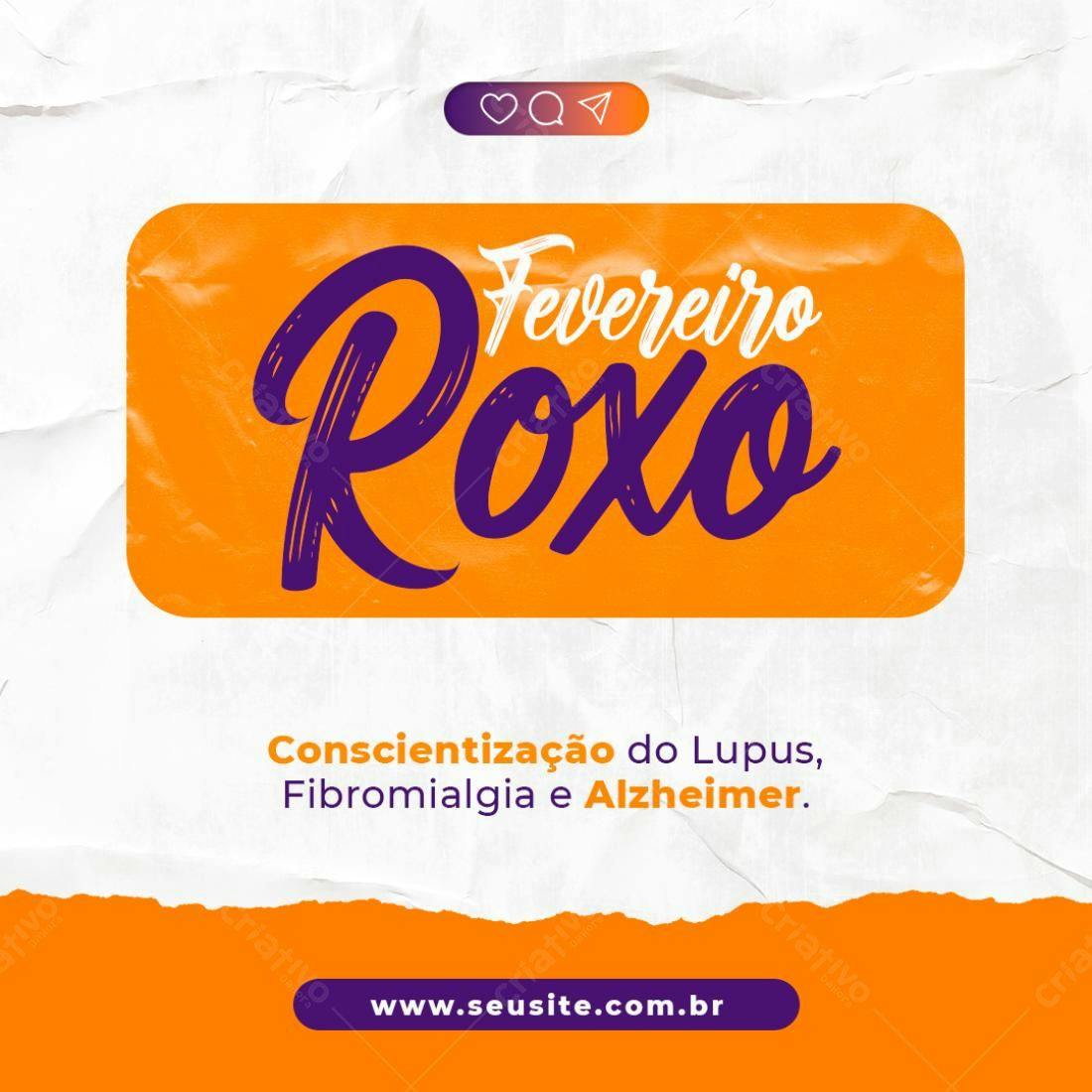 Post para Fevereiro Roxo PSD Editável