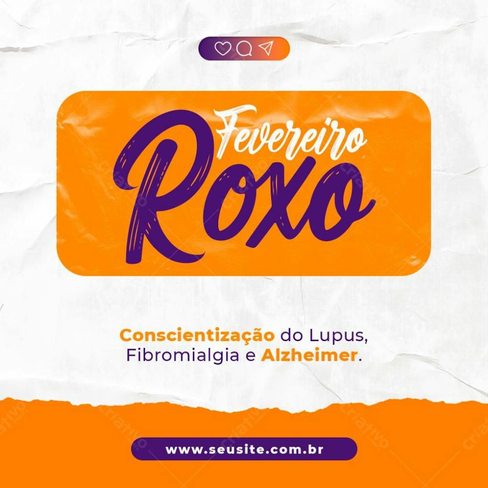 Fevereiro Roxo E Laranja Consientização Do Lups, Fibromialgia E Alzheimer Psd Editável