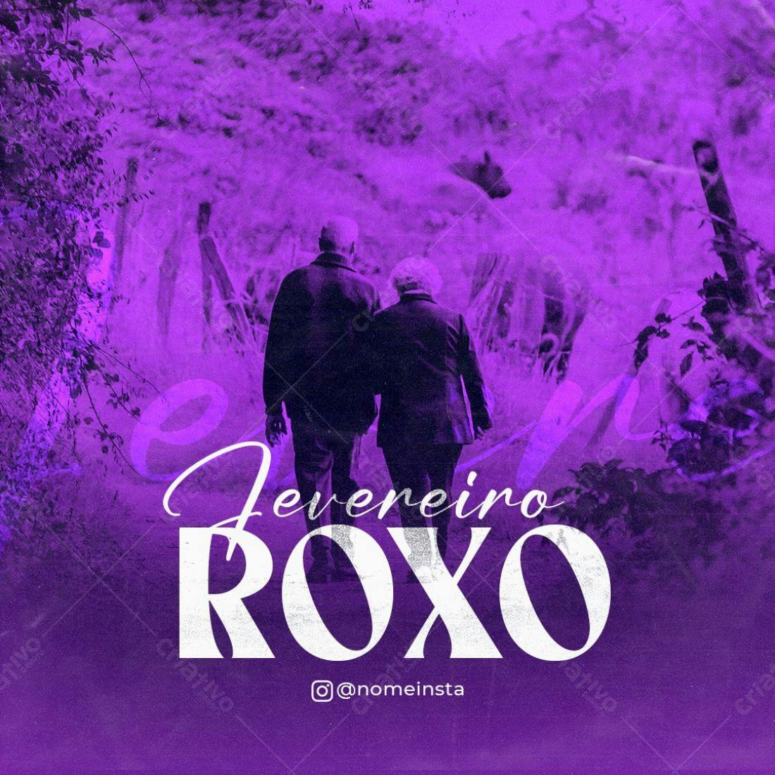 Post para Fevereiro Roxo PSD Editável