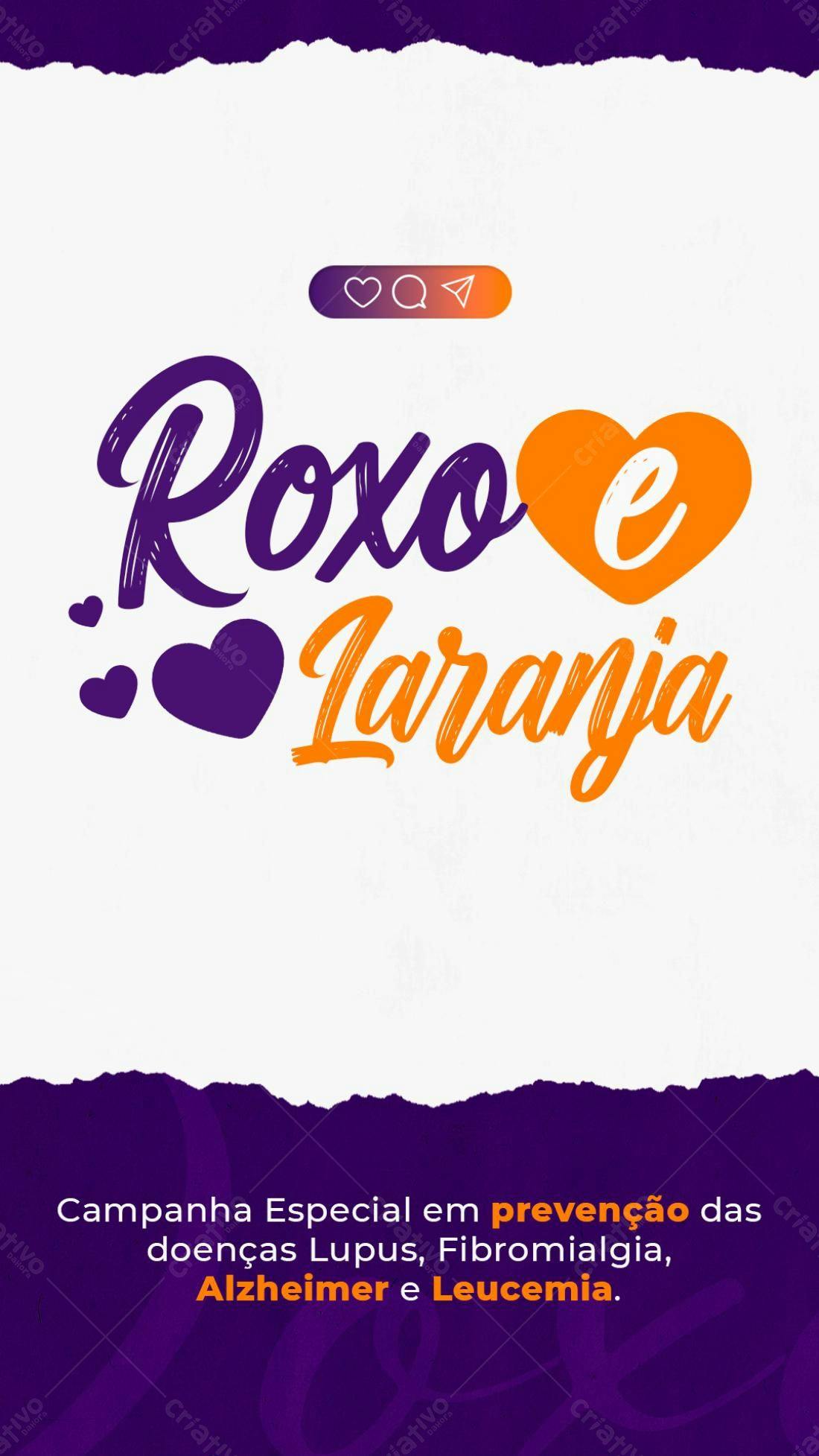 Flyer para Campanha Roxo e Laranja PSD Editável
