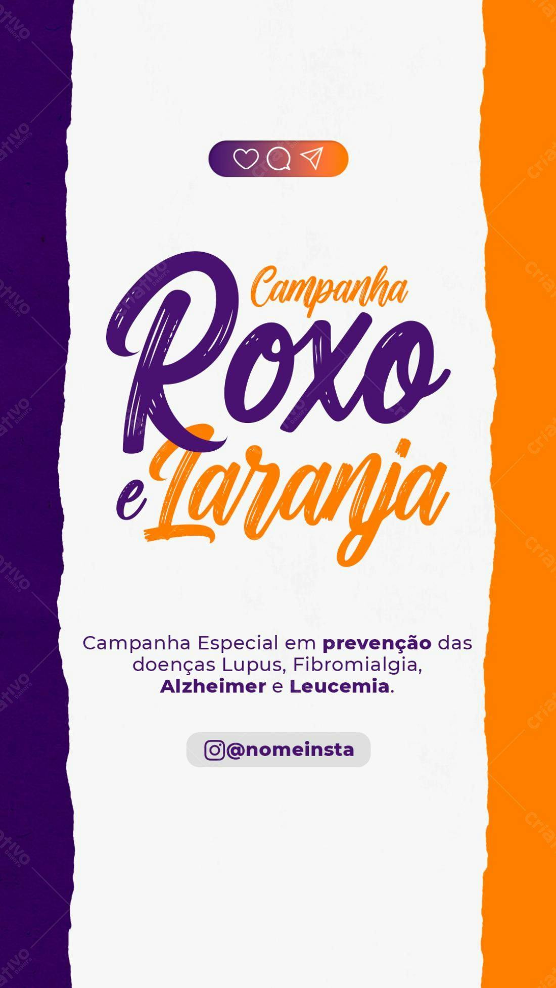 Flyer Campanha Roxo e Laranja PSD Editável