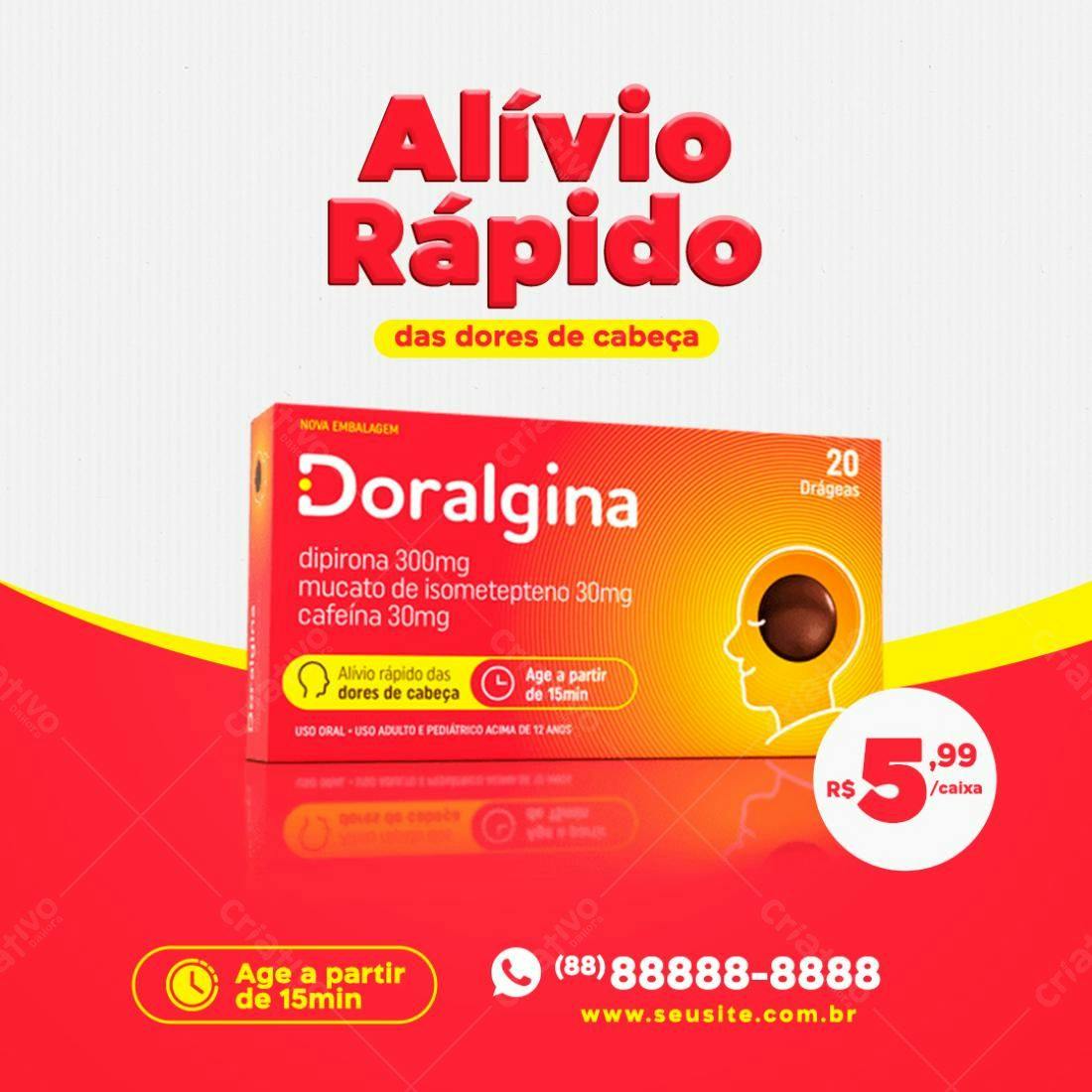 Embalagem para Medicamento Doralgina PSD Editável
