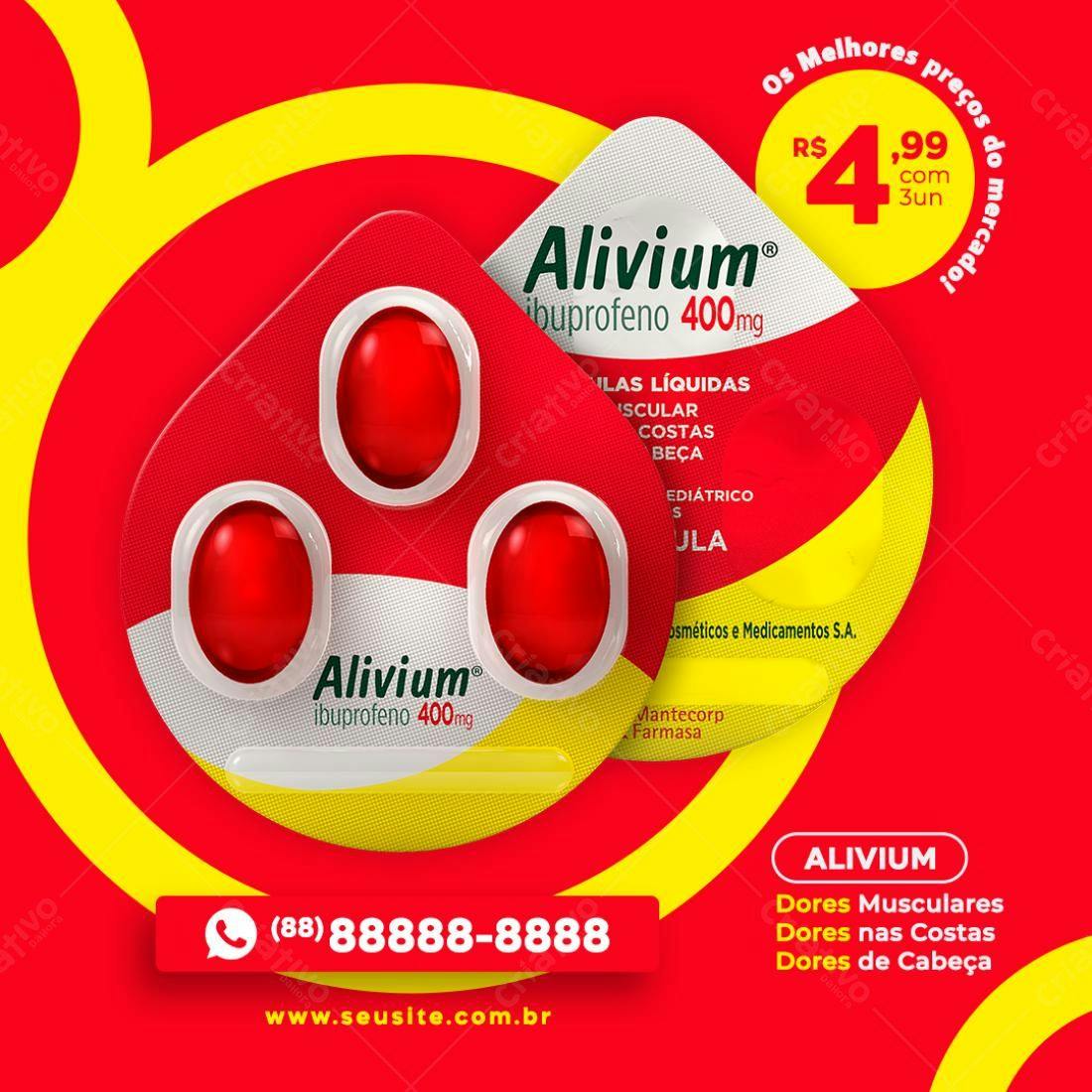 Anúncio Farmacêutico Alivium PSD Editável