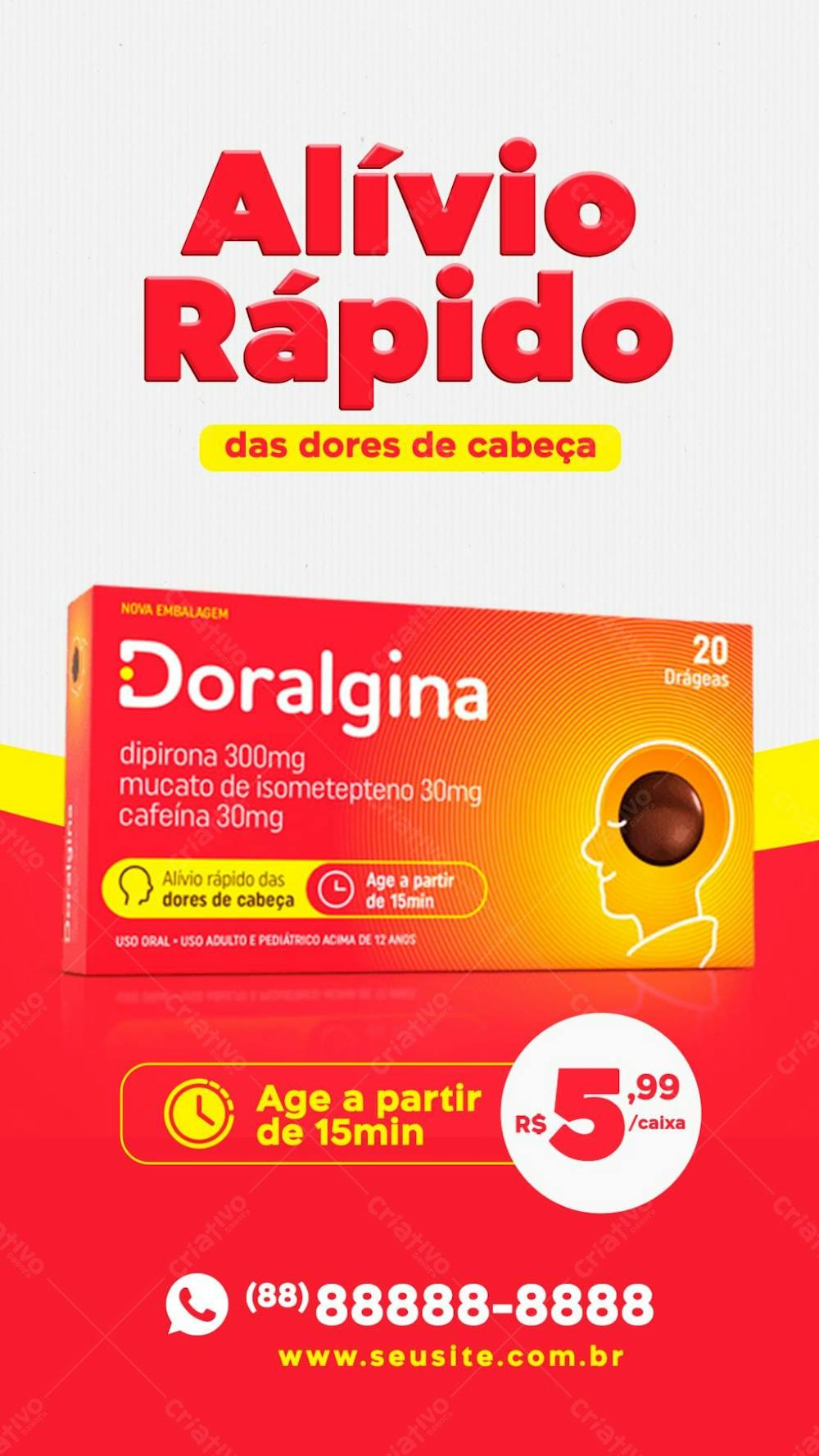 Stories Alívio Rápido Doralgina Farmácia Social Media Psd Editável