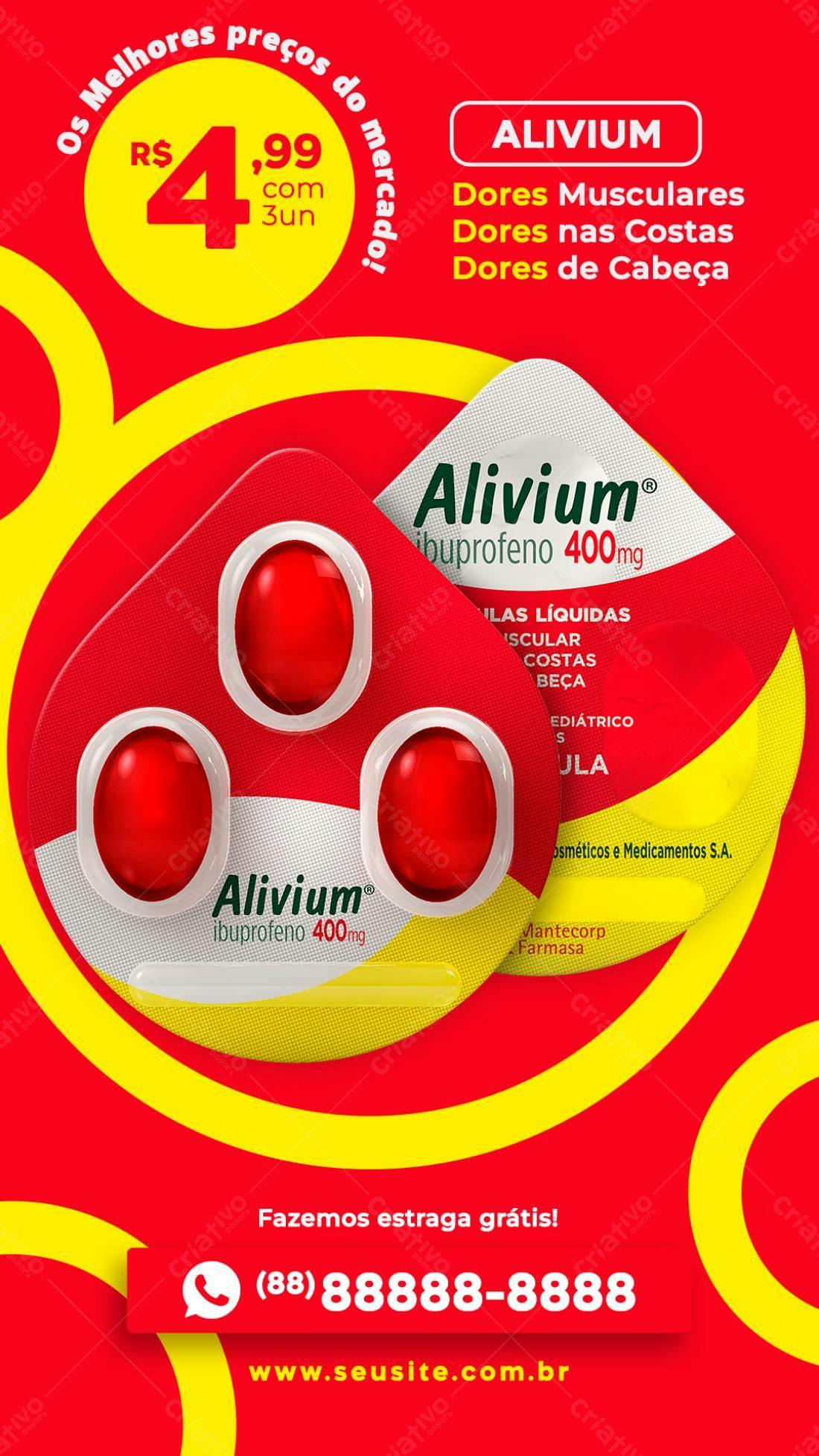 Flyer para Propaganda de Medicamento Alivium PSD Editável