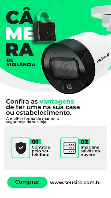 Stories camera de segurança loja de equipamentos de vigilância psd editável