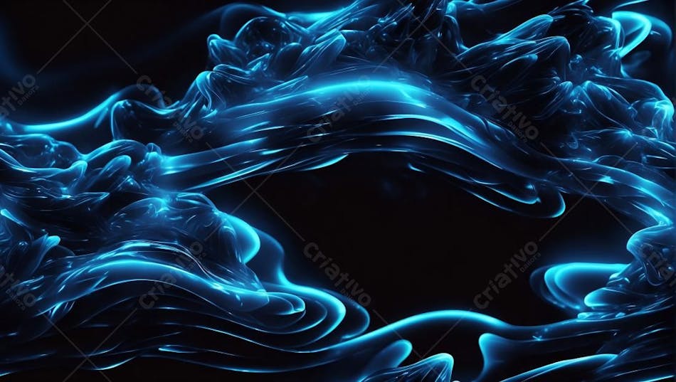 Fumaça ou neon azul ondulado efeito para composição de cena