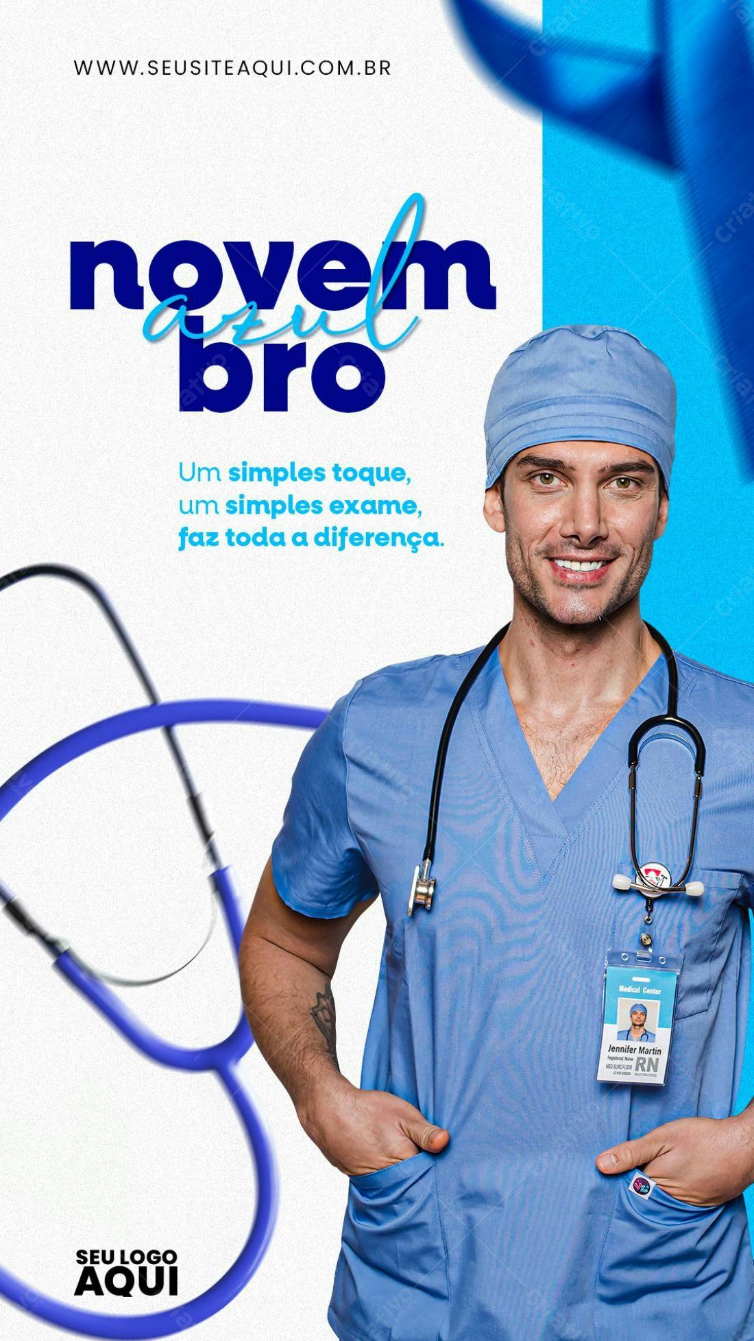 Flyer Novembro Azul PSD Editável