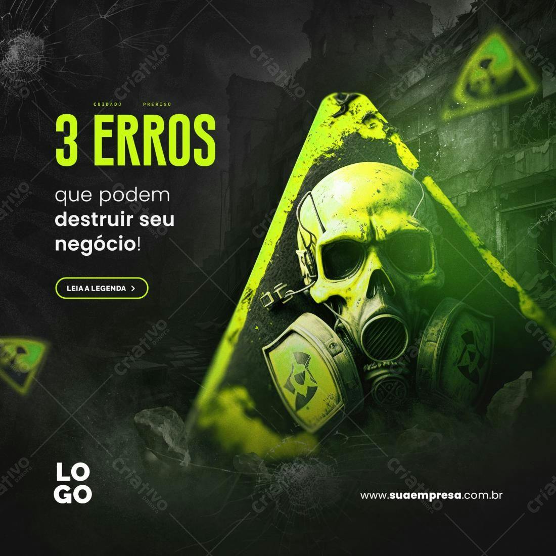 Post para Redes Sociais com Caveira e Máscara de Gás PSD Editável