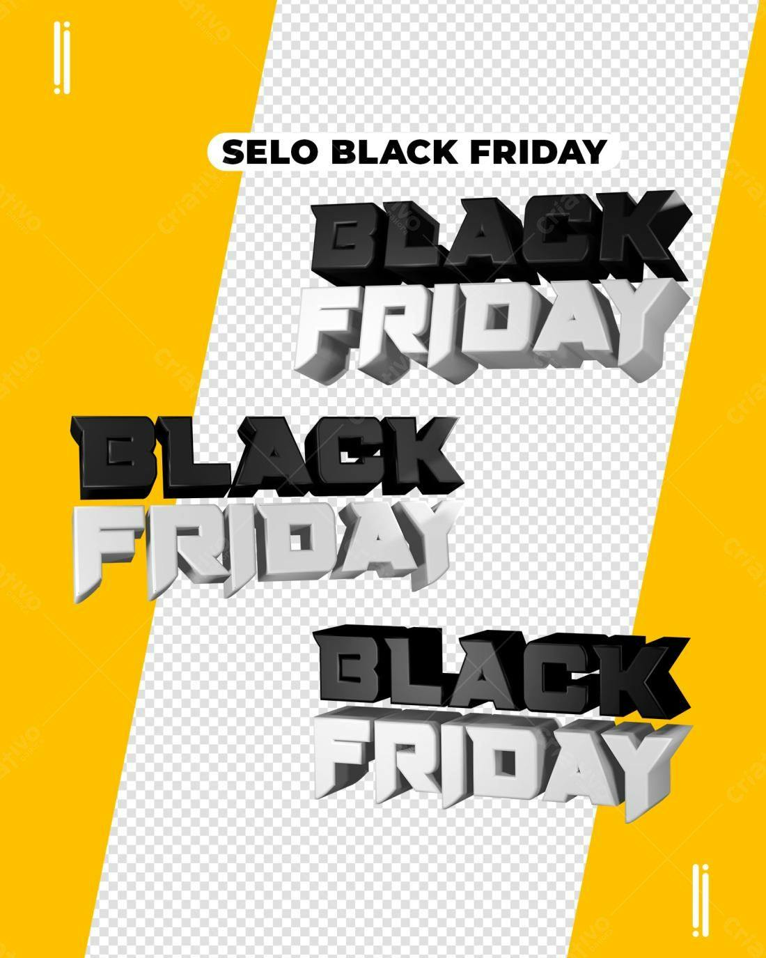 Selo 3D Black Friday 3D em Preto e Branco