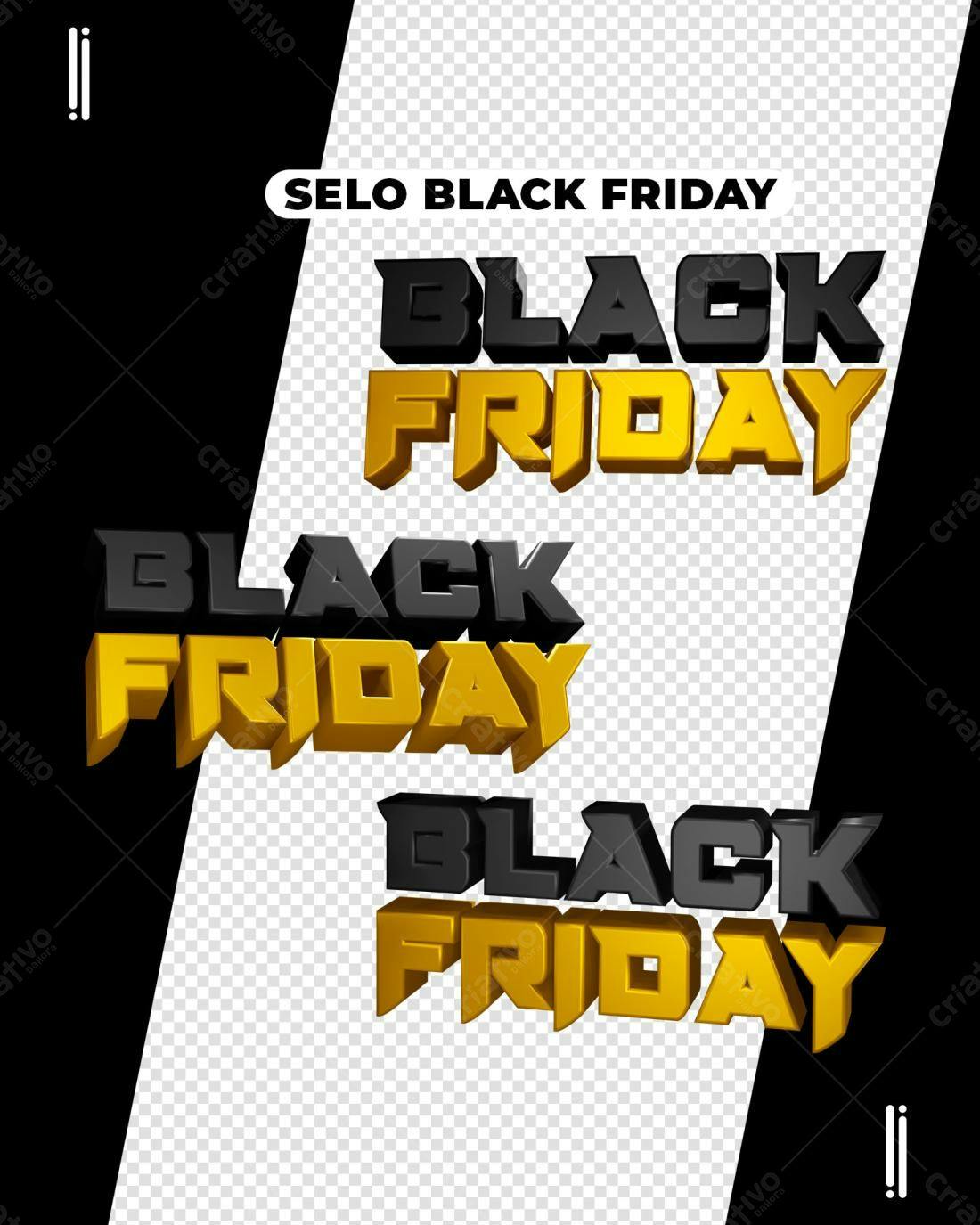 Selo 3D Black Friday Preto e Dourado