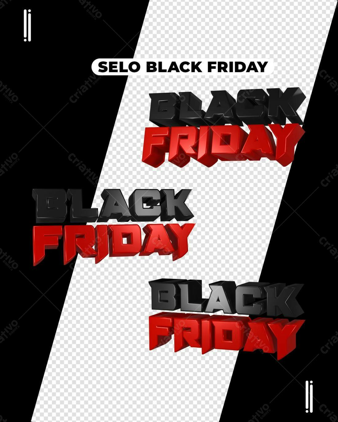 Selo 3D Black Friday Vermelho e Preto