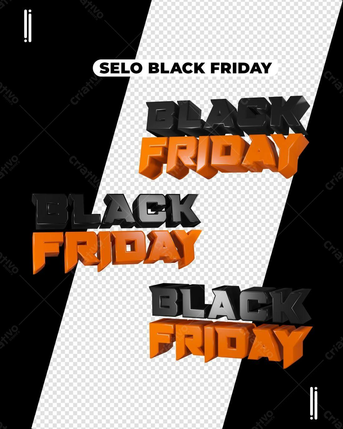 Selo 3D Black Friday Laranja e Preto