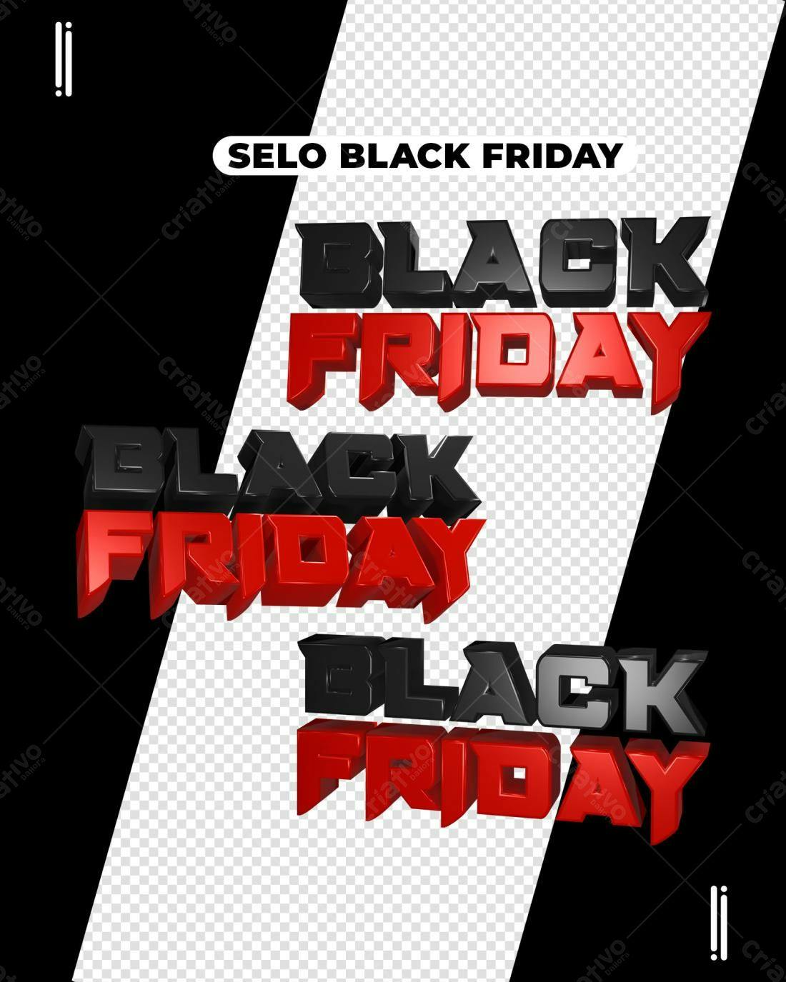 Selo 3D Black Friday Vermelho e Preto