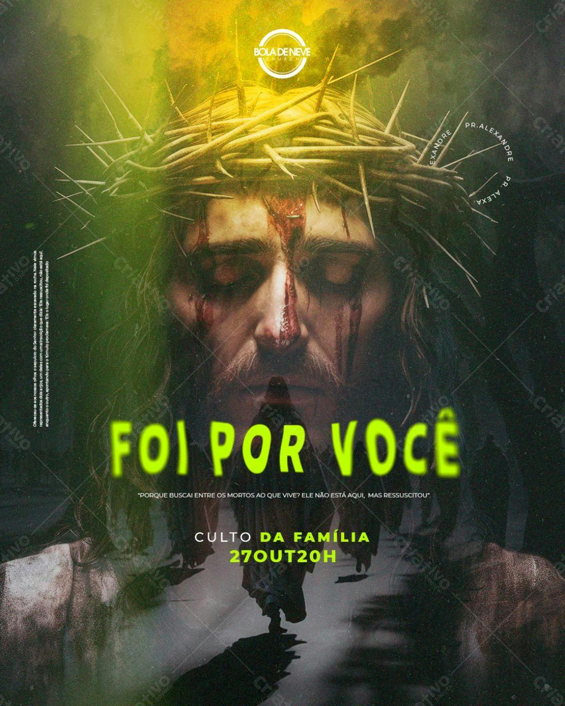Flyer para Culto da Família PSD Editável