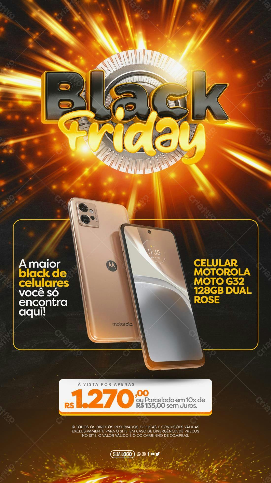 Flyer Black Friday Celular Motorola PSD Editável