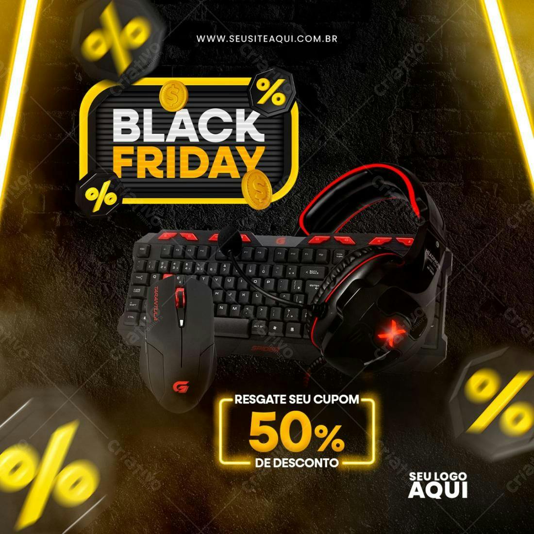Banner Black Friday com Kit Gamer PSD Editável