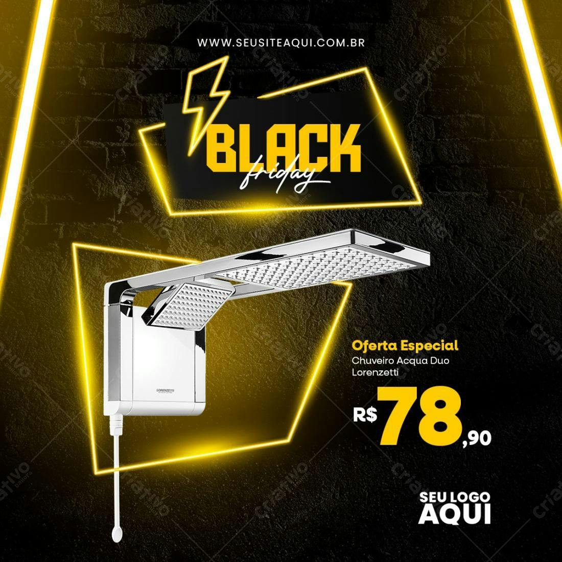 Banner Black Friday Chuveiro Lorenzetti PSD Editável