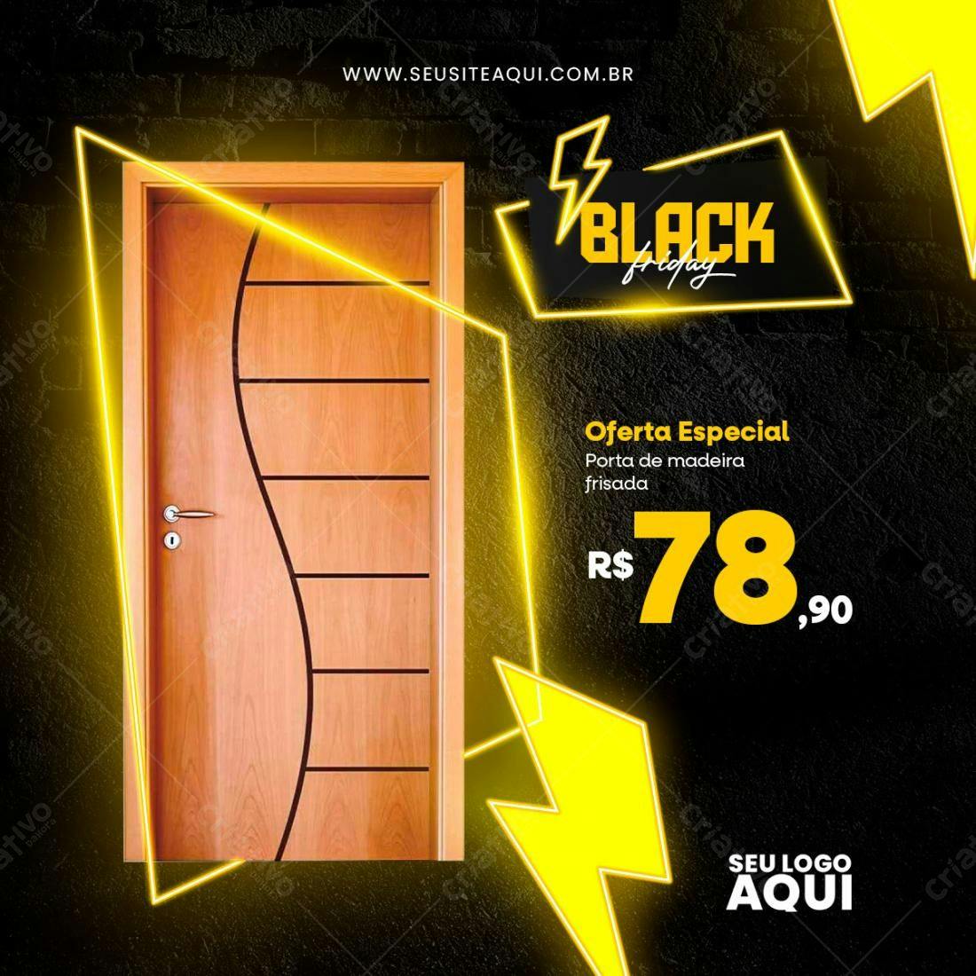 Post Black Friday Porta de Madeira PSD Editável
