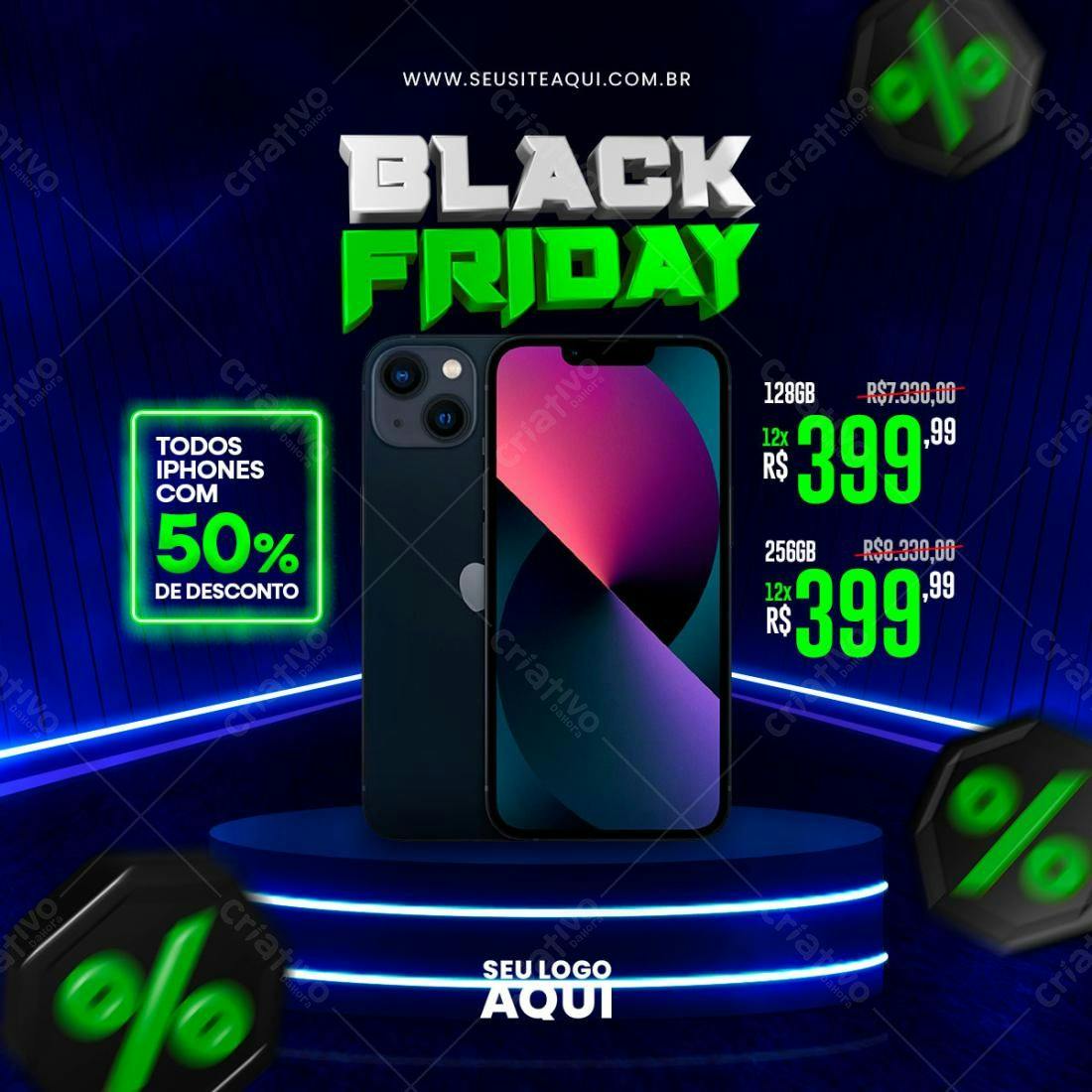 Flyer Black Friday com iPhone PSD Editável