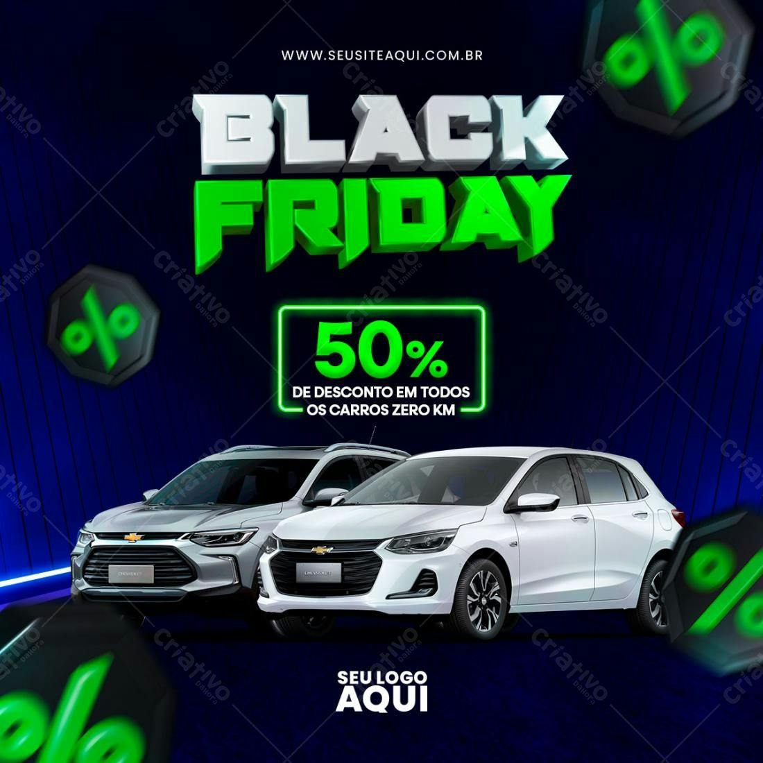 Flyer Black Friday 50% Desconto Carros PSD Editável