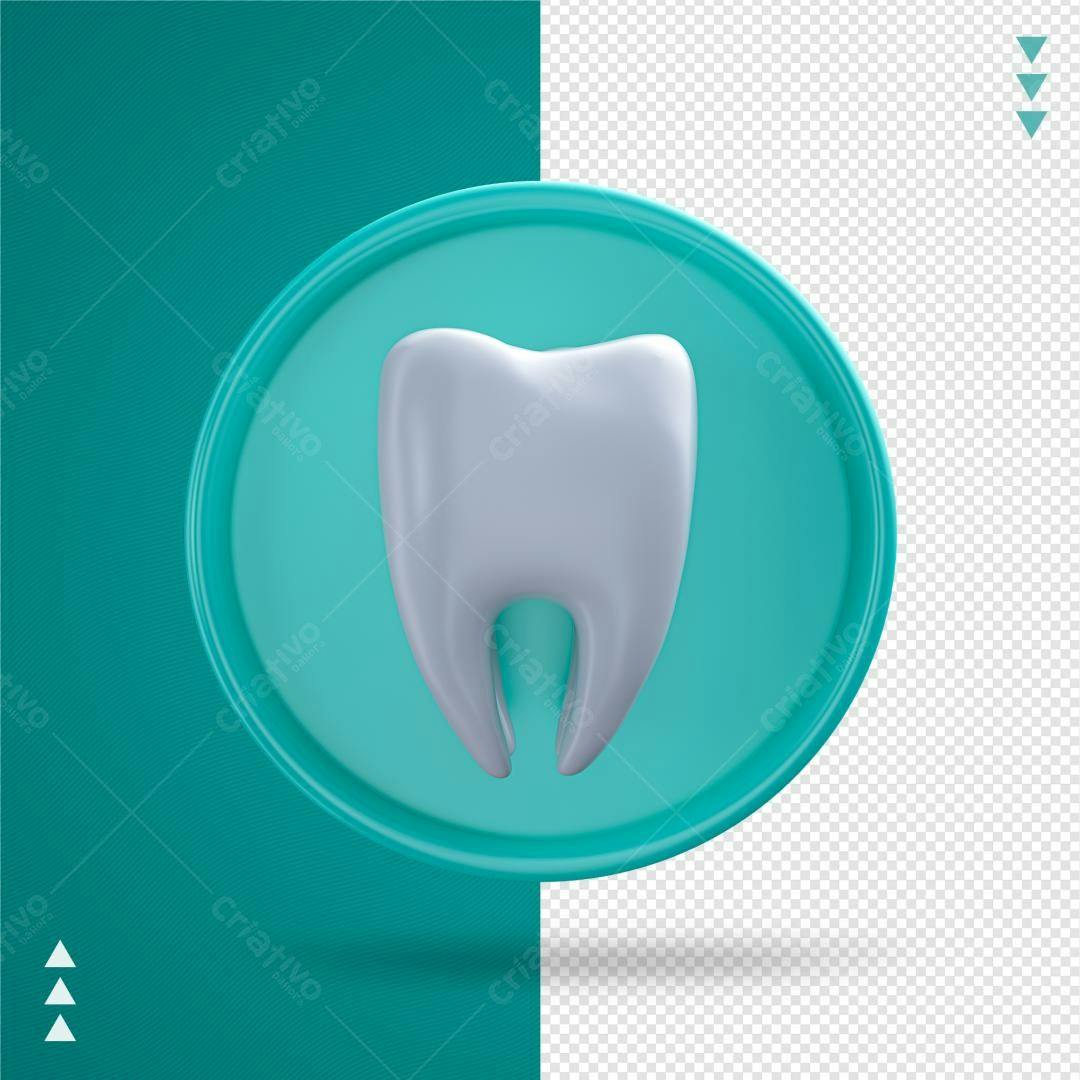 Selo 3D odontológico turquesa e branco