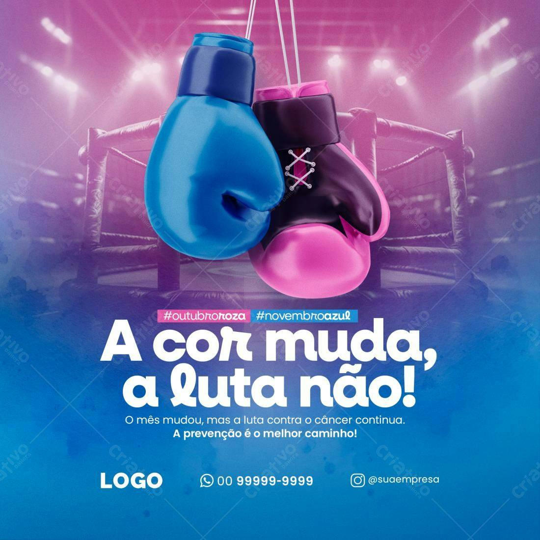 Post para Outubro Rosa e Novembro Azul PSD Editável