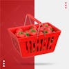 Cesta de mercado com tomates 3d