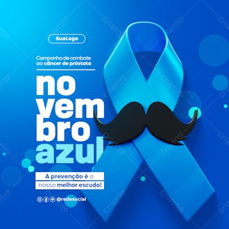 Novembro azul campanha de combate ao câncer de próstata psd editável feed social media