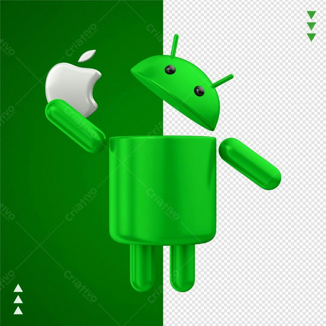 Icone Android com Maçã PNG com fundo transparente