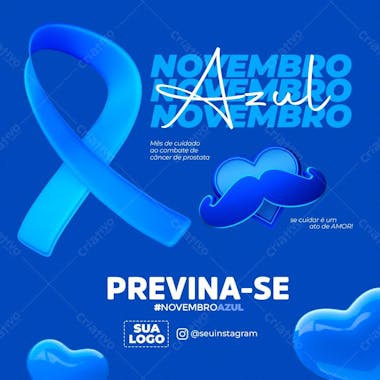 Novembro azul social mídia psd editável