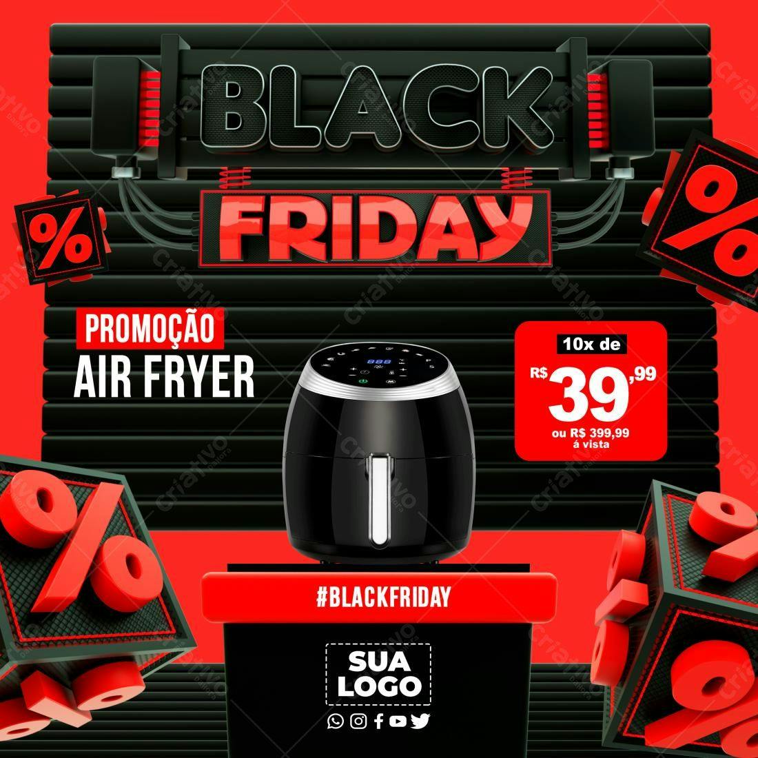 Flyer Black Friday Air Fryer PSD Editável